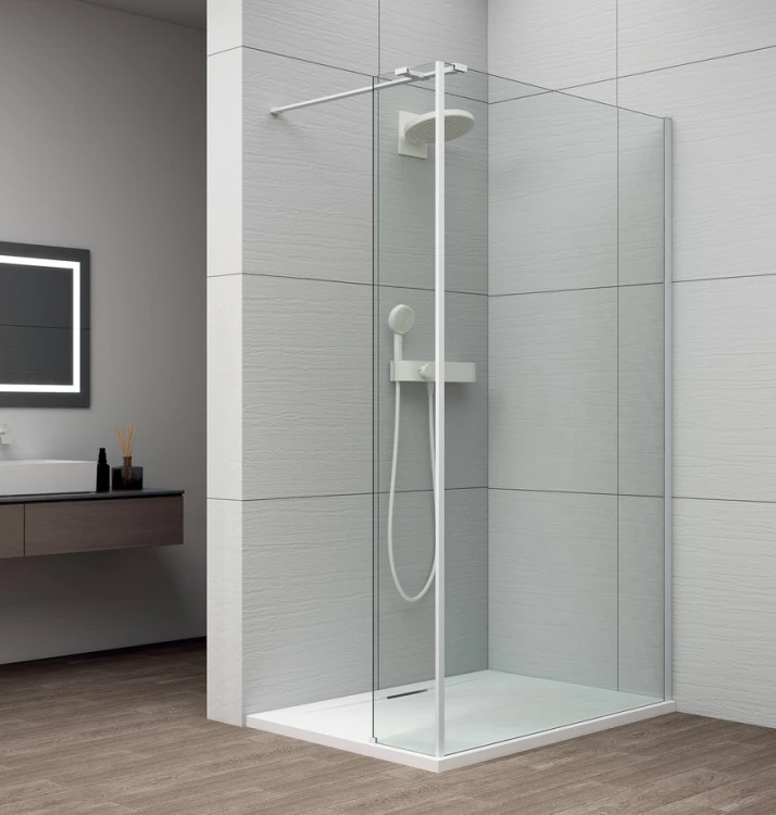 ESCA WHITE MATT jednoczęściowa kabina przysznicowa Walk-In, montaż przy ścianie, szkło czyste, 700 mm #2
