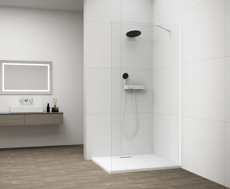 ESCA WHITE MATT jednoczęściowa kabina przysznicowa Walk-In, montaż przy ścianie, szkło czyste, 800 mm #3