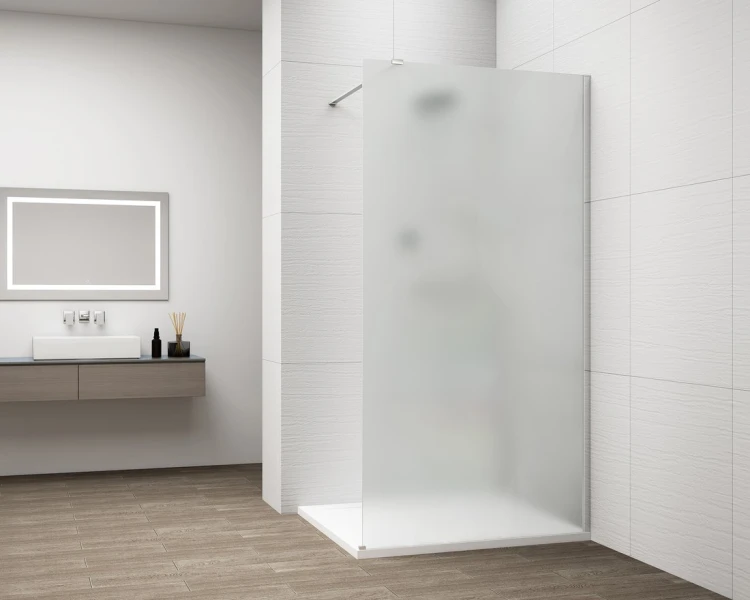 ESCA CHROME jednoczęściowa kabina przysznicowa Walk-In, montaż przy ścianie, szkło mleczne, 1000 mm