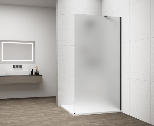 ESCA BLACK MATT jednoczęściowa kabina przysznicowa Walk-In, montaż przy ścianie, szkło mleczne, 1000 mm #2