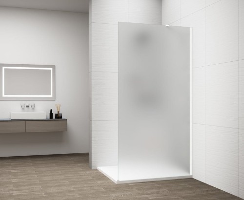 ESCA WHITE MATT jednoczęściowa kabina przysznicowa Walk-In, montaż przy ścianie, szkło mleczne, 900 mm #2