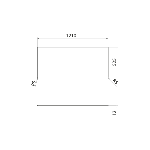 Rysunek techniczny - LOREA blat Rockstone 121x1,2x52,5cm, black attica
