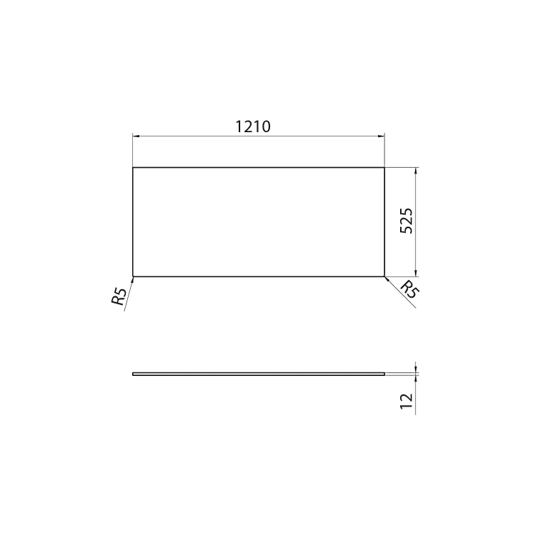 Rysunek techniczny - LOREA blat Rockstone 121x1,2x52,5cm, black attica