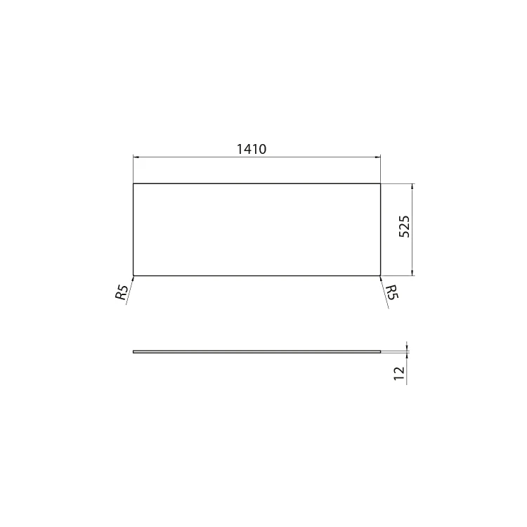 Rysunek techniczny - LOREA blat Rockstone 141x1,2x52,5cm, biały mat