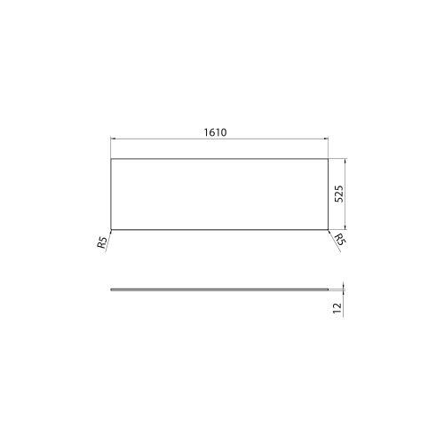 Rysunek techniczny - LOREA blat Rockstone 161x1,2x52,5cm, biały mat