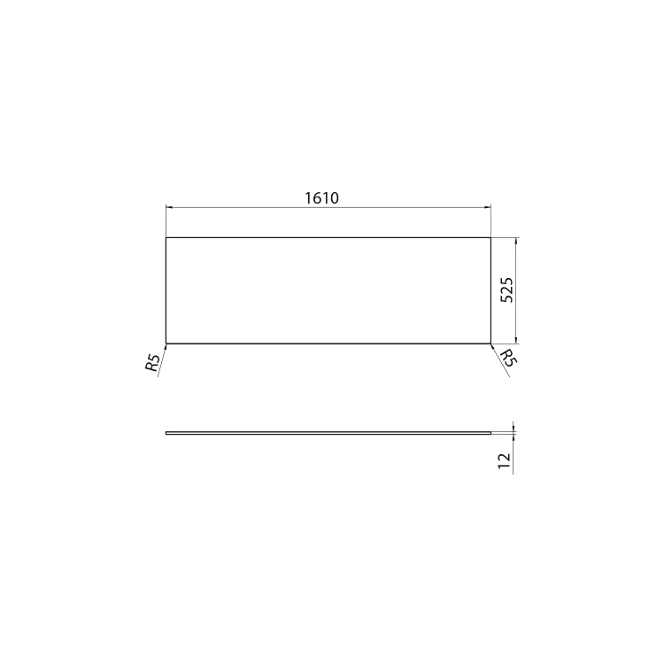 Rysunek techniczny - LOREA blat Rockstone 161x1,2x52,5cm, biały mat