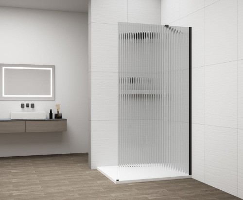 ESCA BLACK MATT jednoczęściowa kabina przysznicowa Walk-In, montaż przy ścianie, szkło Flute, 1000 mm #2