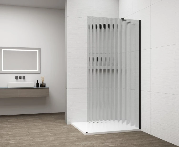 ESCA BLACK MATT jednoczęściowa kabina przysznicowa Walk-In, montaż przy ścianie, szkło Flute, 1000 mm #2