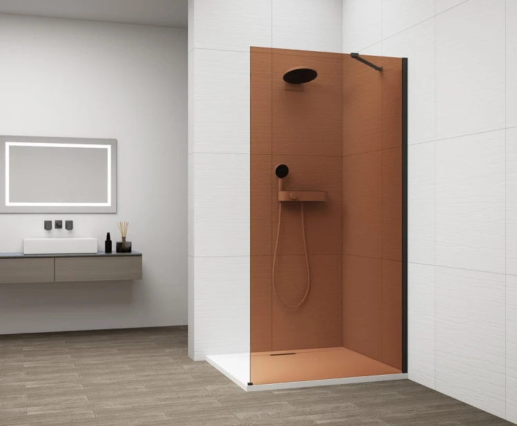 ESCA BLACK MATT jednoczęściowa kabina przysznicowa Walk-In, montaż przy ścianie, szkło Marron, 1200 mm #2