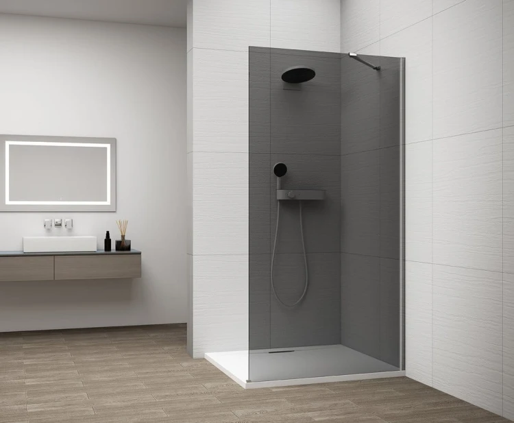 ESCA CHROME jednoczęściowa kabina przysznicowa Walk-In, montaż przy ścianie, szkło dymione, 800 mm #4