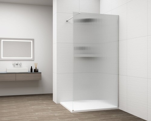 ESCA CHROME jednoczęściowa kabina przysznicowa Walk-In, montaż przy ścianie, szkło Flute, 700 mm