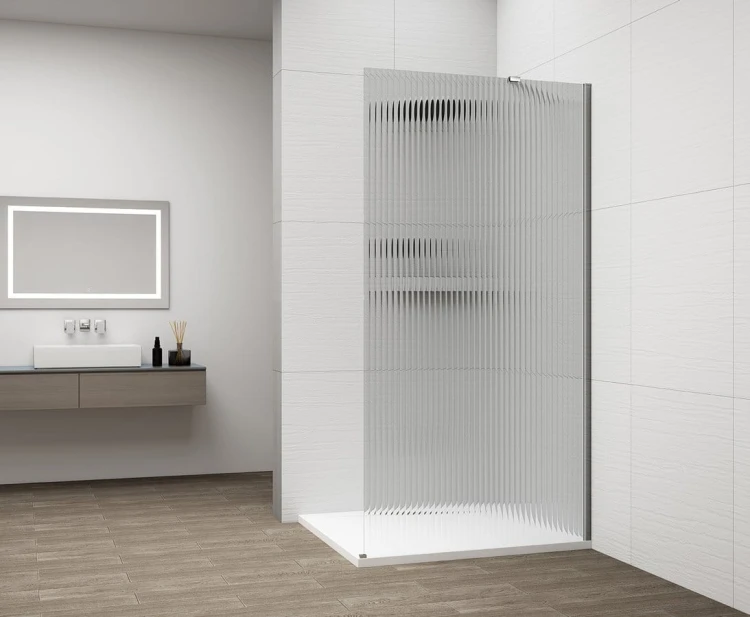 ESCA CHROME jednoczęściowa kabina przysznicowa Walk-In, montaż przy ścianie, szkło Flute, 800 mm #4