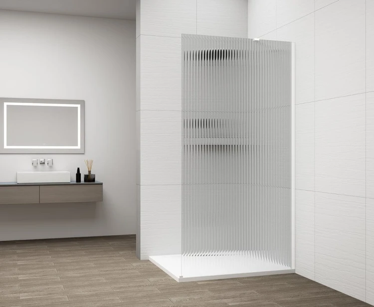 ESCA WHITE MATT jednoczęściowa kabina przysznicowa Walk-In, montaż przy ścianie, szkło Flute, 700 mm #2