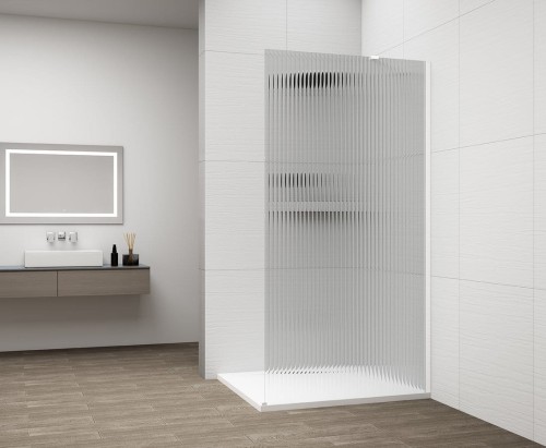 ESCA WHITE MATT jednoczęściowa kabina przysznicowa Walk-In, montaż przy ścianie, szkło Flute, 800 mm #2