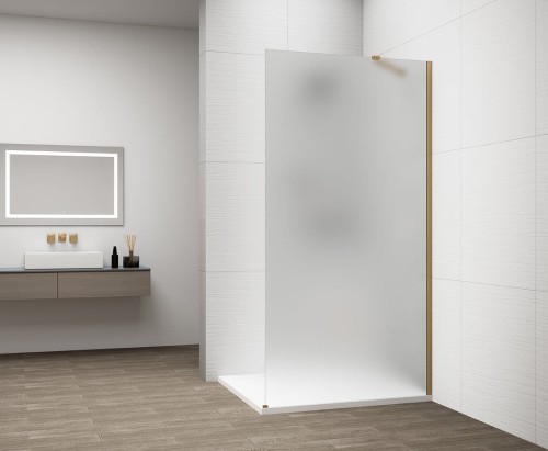 ESCA GOLD MATT jednoczęściowa kabina przysznicowa Walk-In, montaż przy ścianie, szkło mleczne, 1000 mm #2
