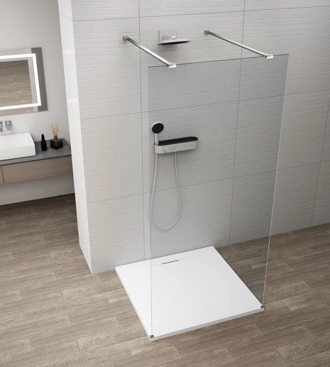 ESCA CHROME jednoczęściowa kabina przysznicowa Walk-In, szkło czyste, 1100 mm