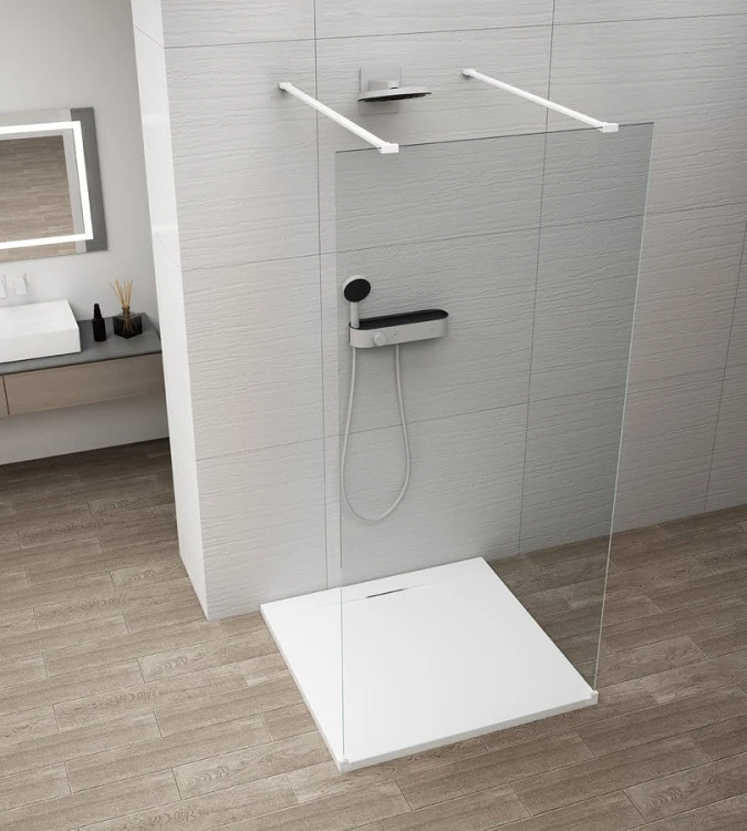 ESCA WHITE MATT jednoczęściowa kabina przysznicowa Walk-In, szkło czyste, 1300 mm