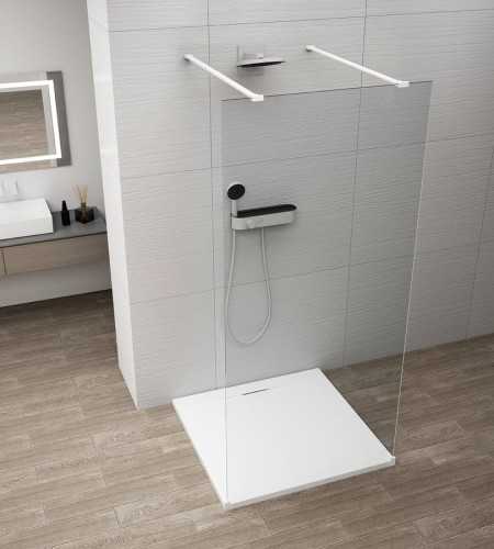 ESCA WHITE MATT jednoczęściowa kabina przysznicowa Walk-In, szkło czyste, 1500 mm