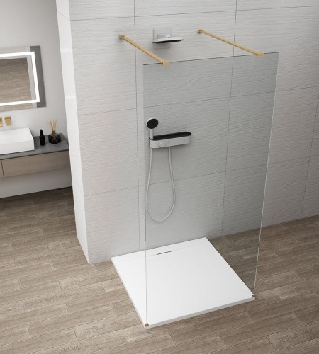 ESCA GOLD MATT jednoczęściowa kabina przysznicowa Walk-In, szkło czyste, 1000 mm