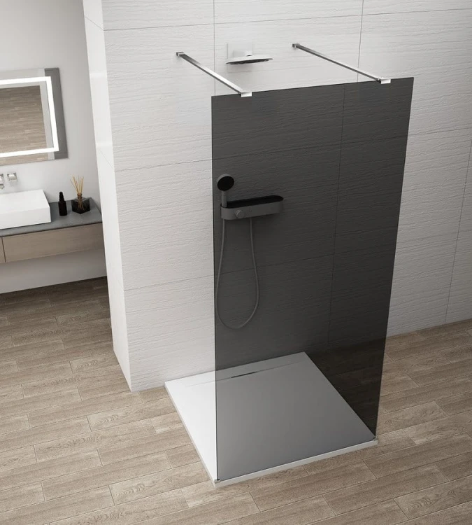 ESCA CHROME jednoczęściowa kabina przysznicowa Walk-In, szklo dymione, 1500 mm