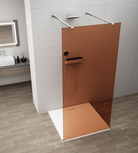 ESCA CHROME jednoczęściowa kabina przysznicowa Walk-In, szkło Marron, 1100 mm