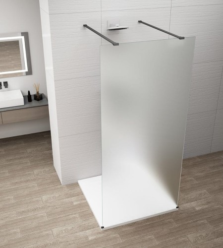 ESCA BLACK MATT jednoczęściowa kabina przysznicowa Walk-In, szkło mleczne, 1100 mm
