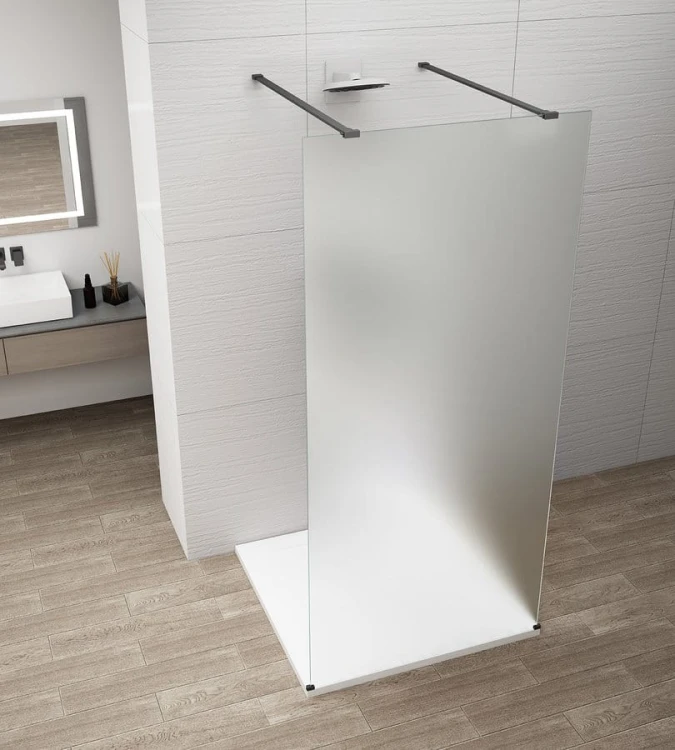 ESCA BLACK MATT jednoczęściowa kabina przysznicowa Walk-In, szkło mleczne, 1200 mm