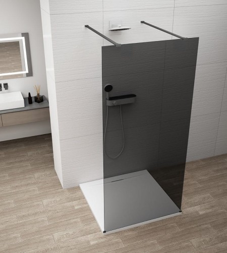 ESCA BLACK MATT jednoczęściowa kabina przysznicowa Walk-In, szklo dymione, 1400 mm