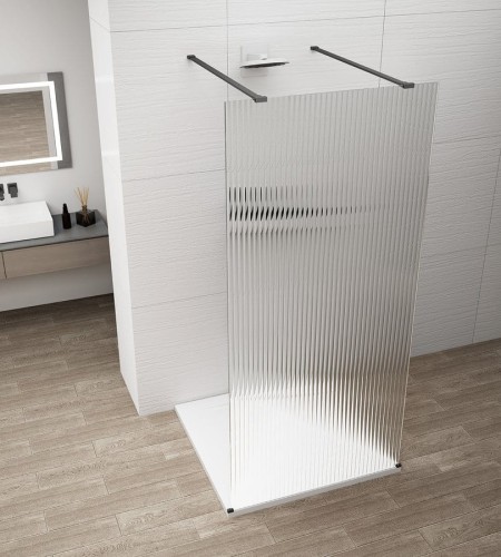 ESCA BLACK MATT jednoczęściowa kabina przysznicowa Walk-In, szkło Flute, 1300 mm