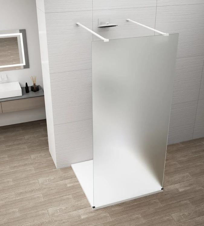 ESCA WHITE MATT jednoczęściowa kabina przysznicowa Walk-In, szkło mleczne, 1400 mm