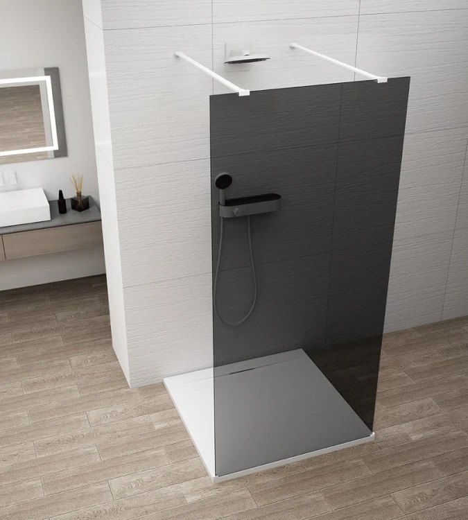 ESCA WHITE MATT jednoczęściowa kabina przysznicowa Walk-In, szklo dymione, 1000 mm