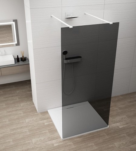 ESCA WHITE MATT jednoczęściowa kabina przysznicowa Walk-In, szklo dymione, 1400 mm