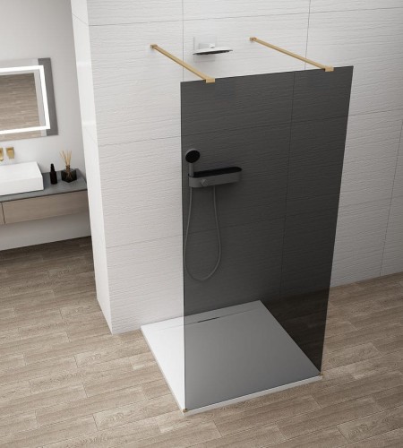 ESCA GOLD MATT jednoczęściowa kabina przysznicowa Walk-In, szklo dymione, 1500 mm
