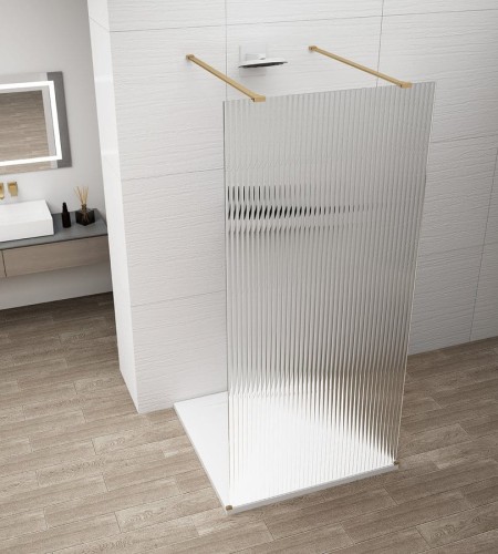 ESCA GOLD MATT jednoczęściowa kabina przysznicowa Walk-In, szkło Flute, 1000 mm
