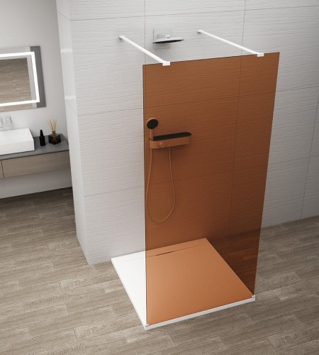 ESCA WHITE MATT jednoczęściowa kabina przysznicowa Walk-In, szkło Marron, 1500 mm