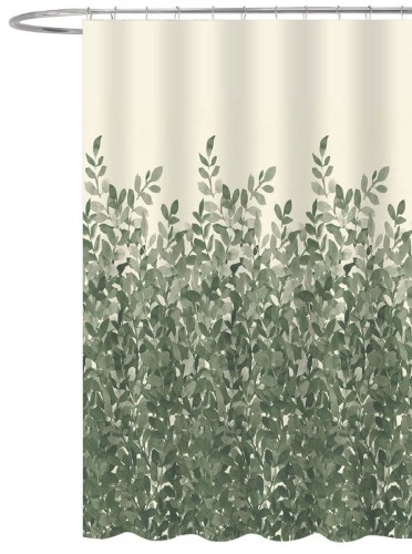 Zasłona prysznicowa 180x200cm, poliester, zielone liście