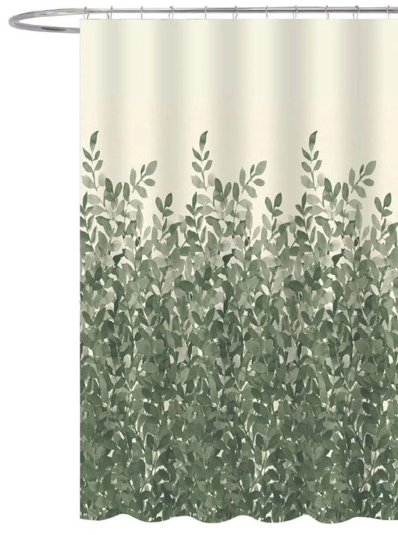 Zasłona prysznicowa 180x200cm, poliester, zielone liście