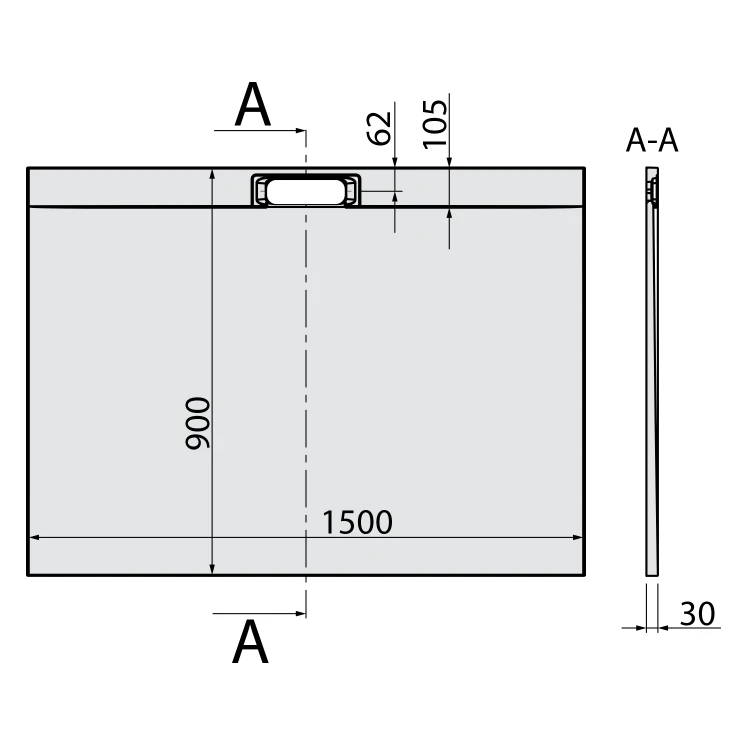 Rysunek techniczny - KAZUKO brodzik prysznicowy kompozytowy, 150x90cm, biały