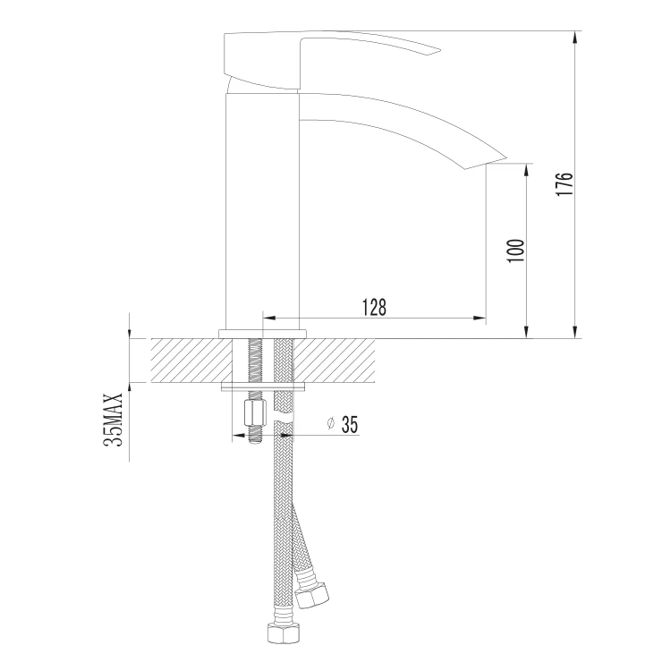 Rysunek techniczny - GINKO 35 bateria umywalkowa, ECO głowica, chrom #2