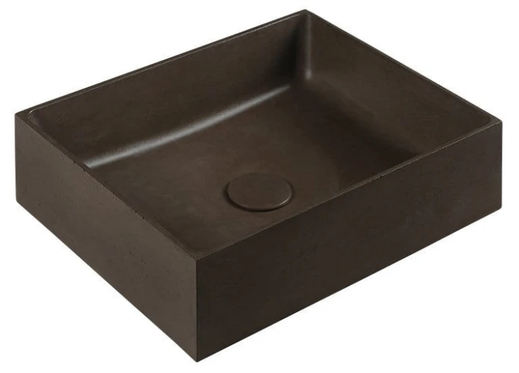 FORMIGO umywalka betonowa nablatowa, 47,5x36,5cm, ciemnobrązowy mat