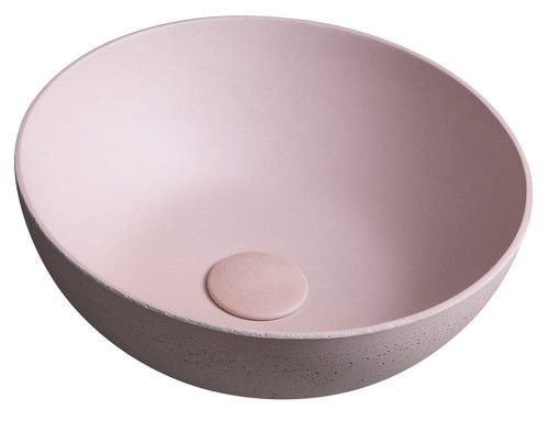 FORMIGO umywalka betonowa nablatowa, średnica 39cm, różowy mat