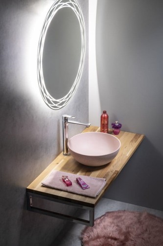 FORMIGO umywalka betonowa nablatowa, średnica 39cm, różowy mat #2