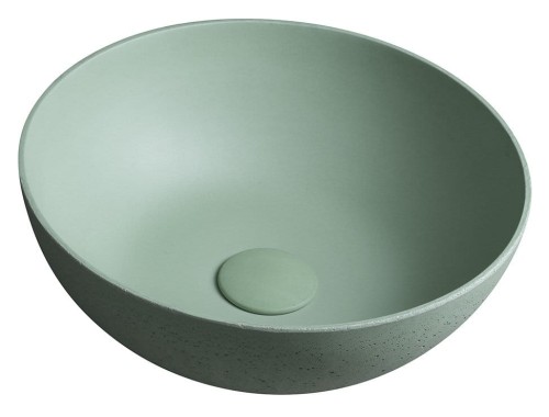 FORMIGO umywalka betonowa nablatowa, średnia 39cm, zielony mat
