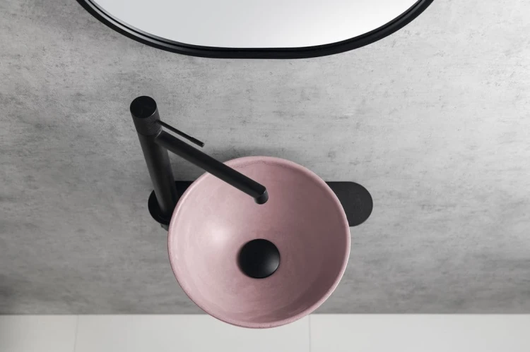 MINOR umywalka betonowa nablatowa, średnica 26cm, różowy mat #3