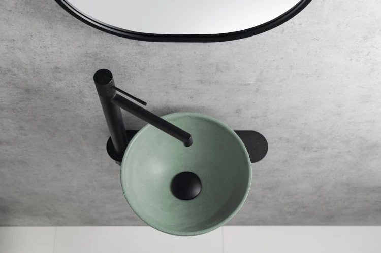 MINOR umywalka betonowa nablatowa, średnica 26cm, zielony mat #3