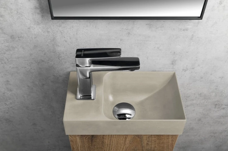 PICCOLINO umywalka betonowa, 30,8x17cm, bateria w lewo, piaskowy mat #2