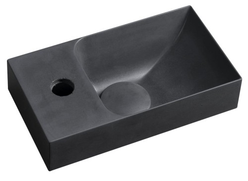 PICCOLINO umywalka betonowa, 30,8x17cm, bateria z lewej strony, antracyt mat