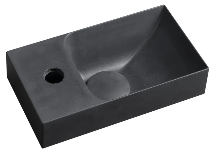 PICCOLINO umywalka betonowa, 30,8x17cm, bateria z lewej strony, antracyt mat