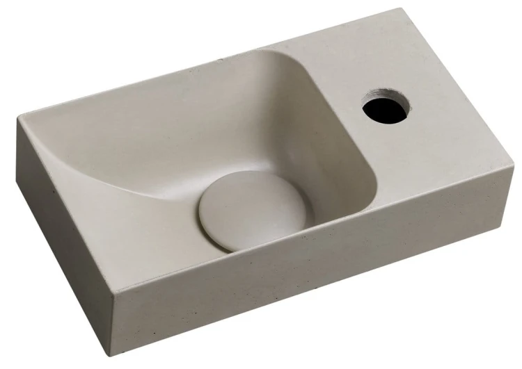 PICCOLINO umywalka betonowa, 30,8x17cm, bateria z prawej strony, piaskowy mat