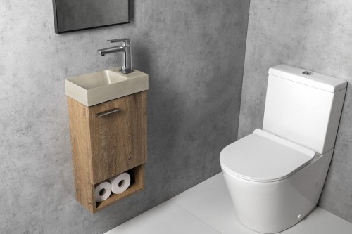 PICCOLINO umywalka betonowa, 30,8x17cm, bateria z prawej strony, piaskowy mat #2